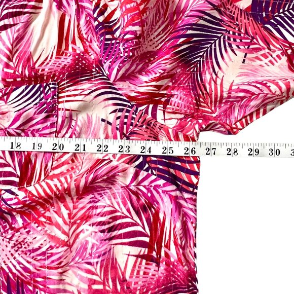 Palm Print Blouse Size 1X by Dear Grace Pink Purple Tropical 3/4 Sleeves VGUC - Picture 8 of 11